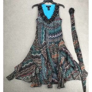 Signature by Robbie Bee Womens Handkerchief Party Dress 10P Sleeveless Belted